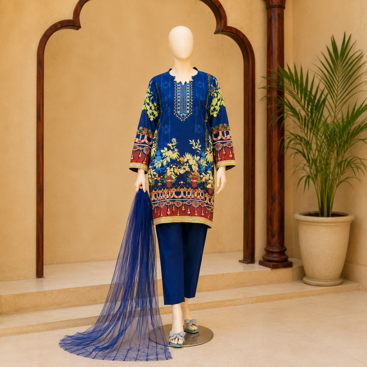 3 piece unstitched printed suit