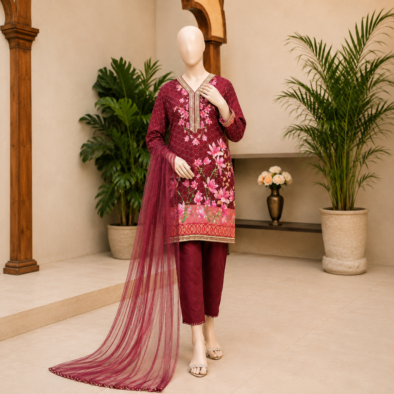 3 piece unstitched printed suit