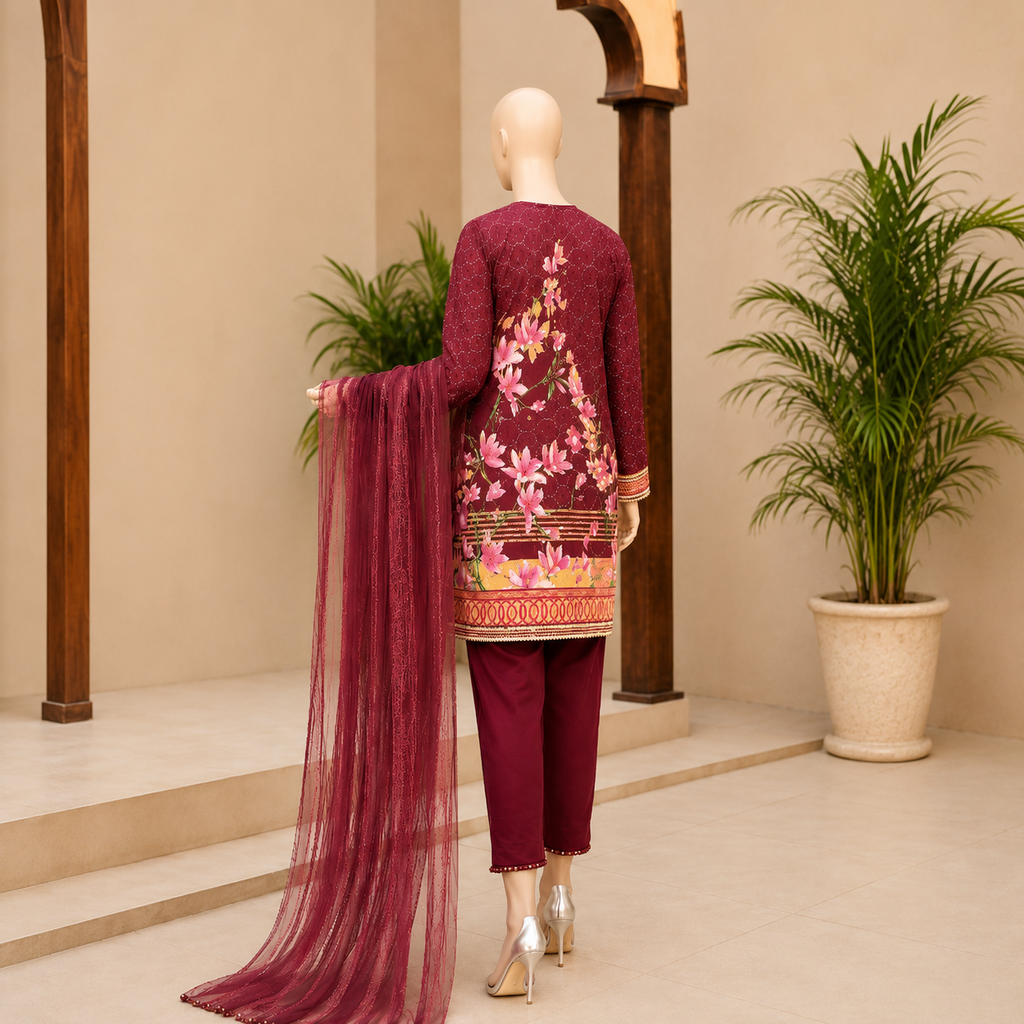 3 piece unstitched printed suit