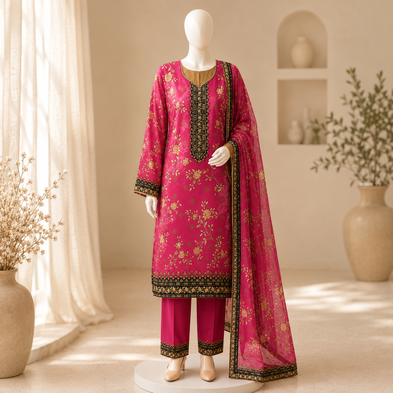 3 piece unstitched printed suit