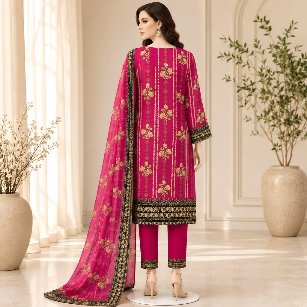 3 piece unstitched printed suit