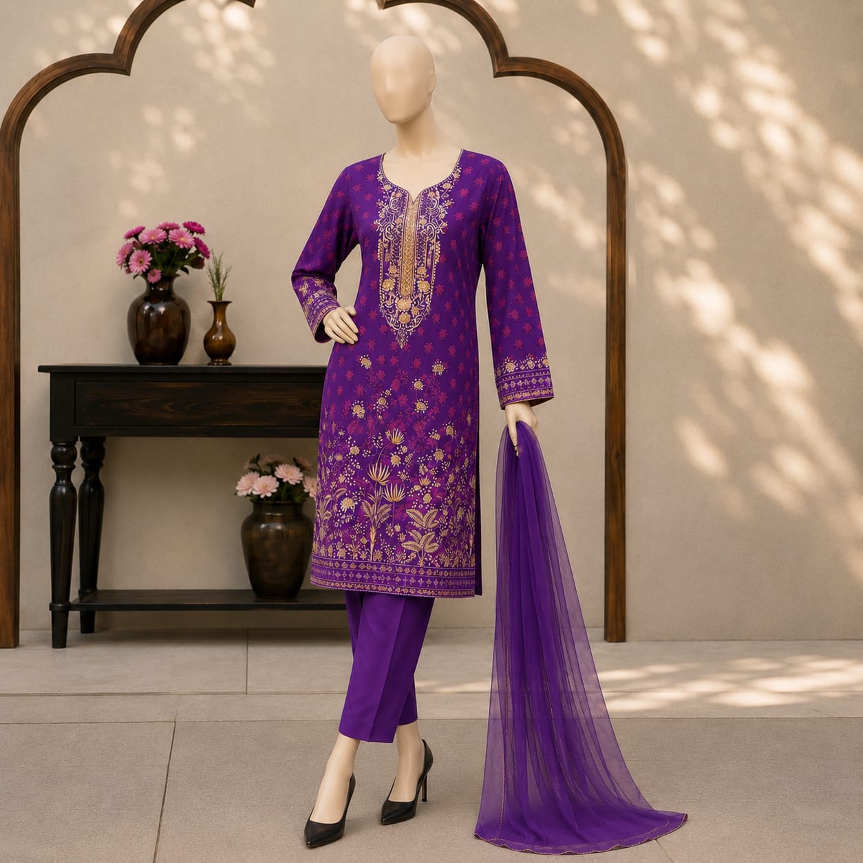 3 piece unstitched printed suit