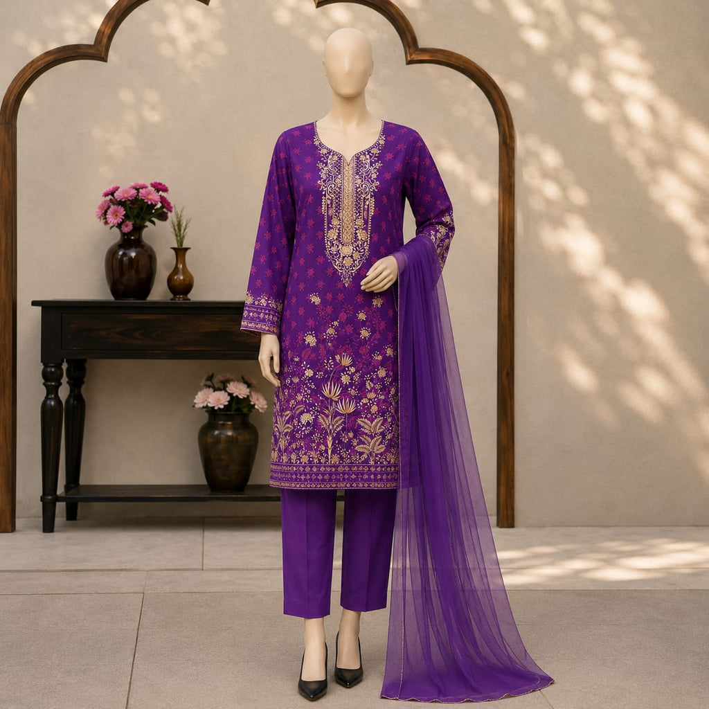 3 piece unstitched printed suit
